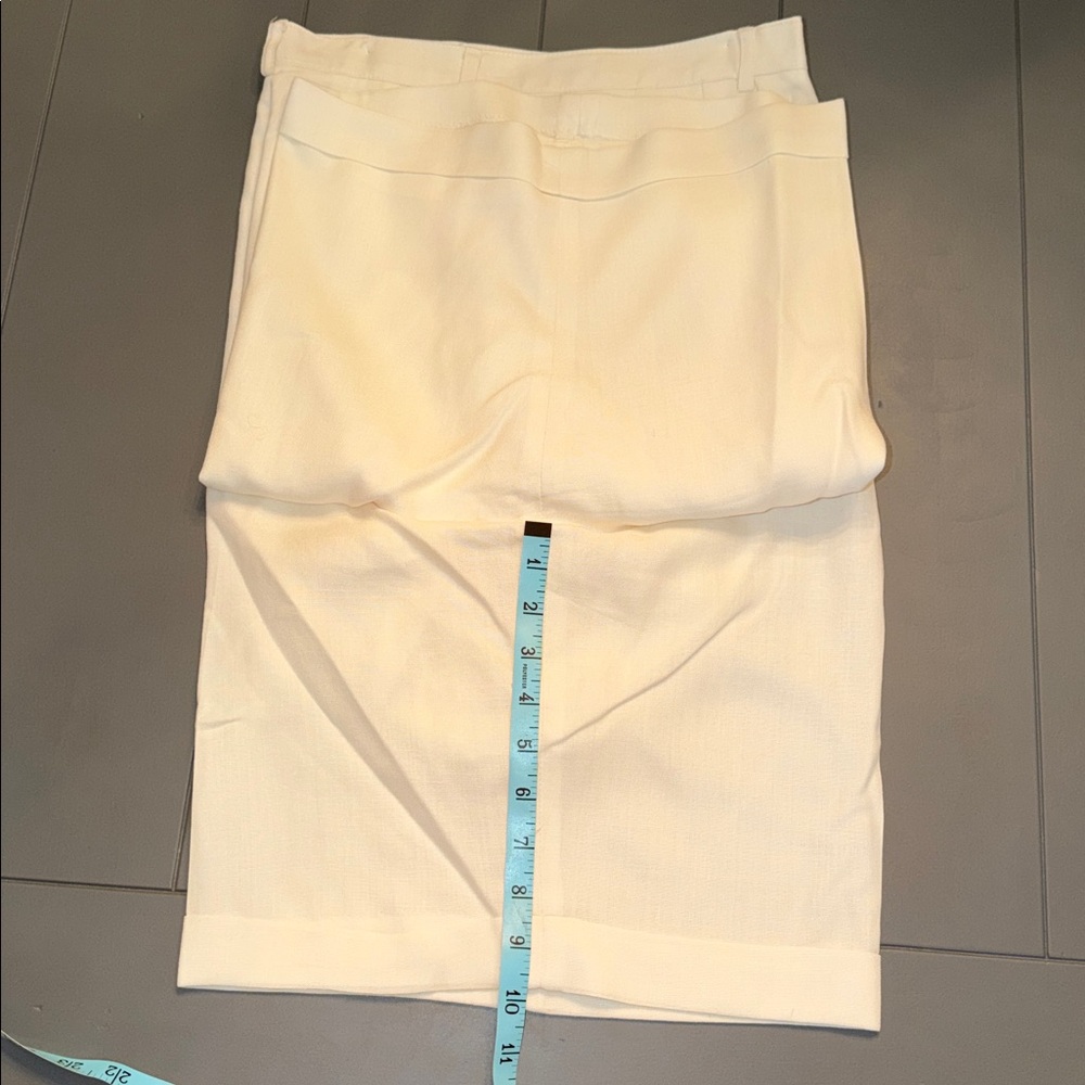 Talbots Linen Neutral cream ivory High Waist Tailored Bermuda Shorts 14 ๐โโฌ - Picture 5 of 14